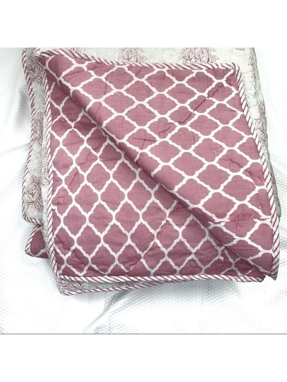 New-indian Cotton Handmade Jaipuri Block Print Reversible Quilt,Comforter,Rezai